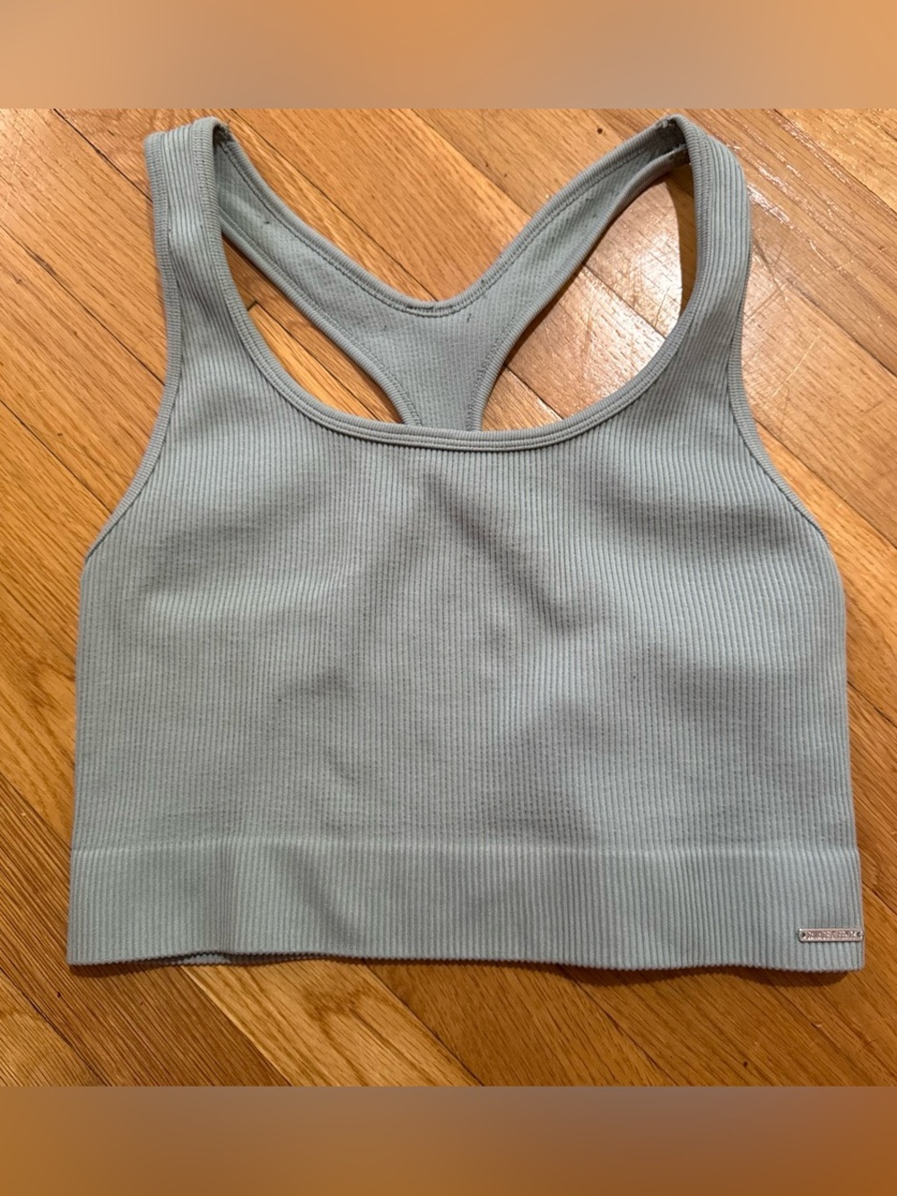 Ribbed Savage X Fenty Seamless Racerback Bralette in Sage Green